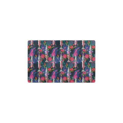 Barracuda with Folwer Pattern Print Design 01 Kitchen Mat