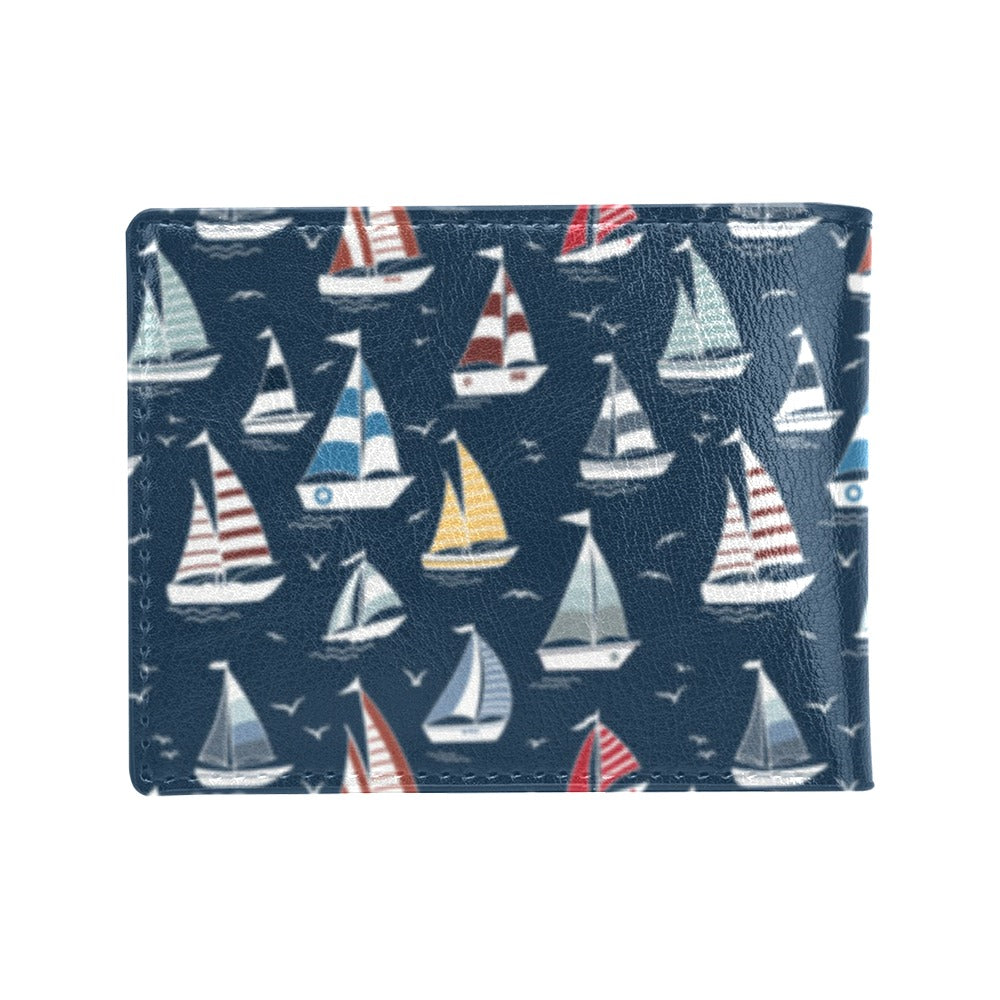 Sailboat Print Design LKS306 Men's ID Card Wallet