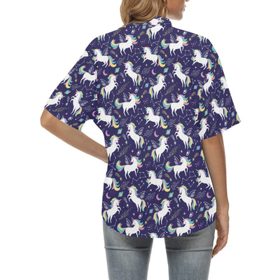 Unicorn Print Design LKS305 Women's Hawaiian Shirt