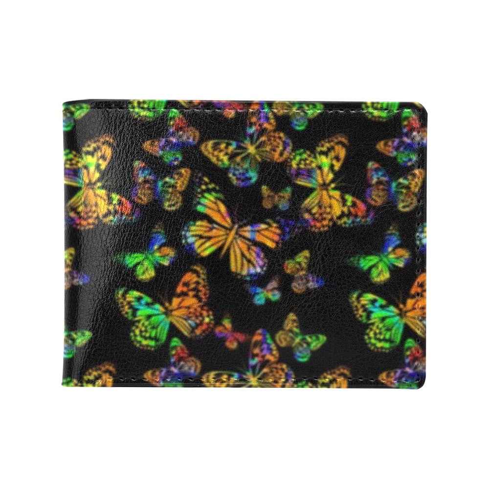 Butterfly Neon Color Print Pattern Men's ID Card Wallet