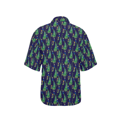 Peacock Art Design Print Women's Hawaiian Shirt