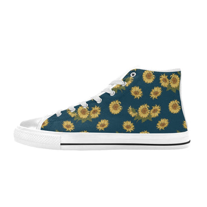 Sunflower Print Design LKS305 High Top Women's White Shoes