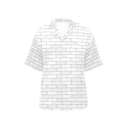 Brick White Pattern Print Design 03 Women's Hawaiian Shirt