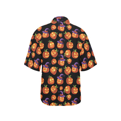 Witch Pumpkin Halloween Print LKS302 Women's Hawaiian Shirt
