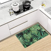 Green Fresh Tropical Palm Leaves Kitchen Mat