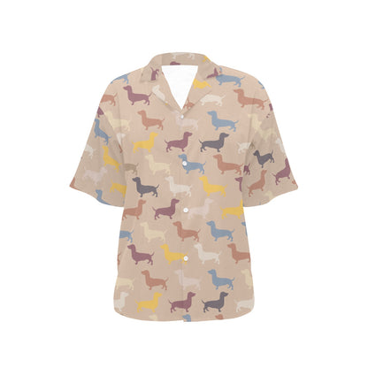 Dachshund Pattern Print Design 03 Women's Hawaiian Shirt