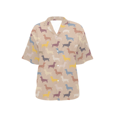 Dachshund Pattern Print Design 03 Women's Hawaiian Shirt