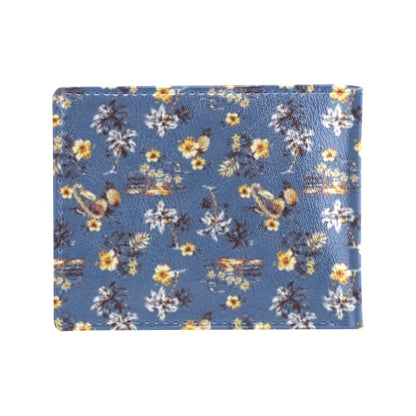 Hawaiian Flower Blue Print Men's ID Card Wallet
