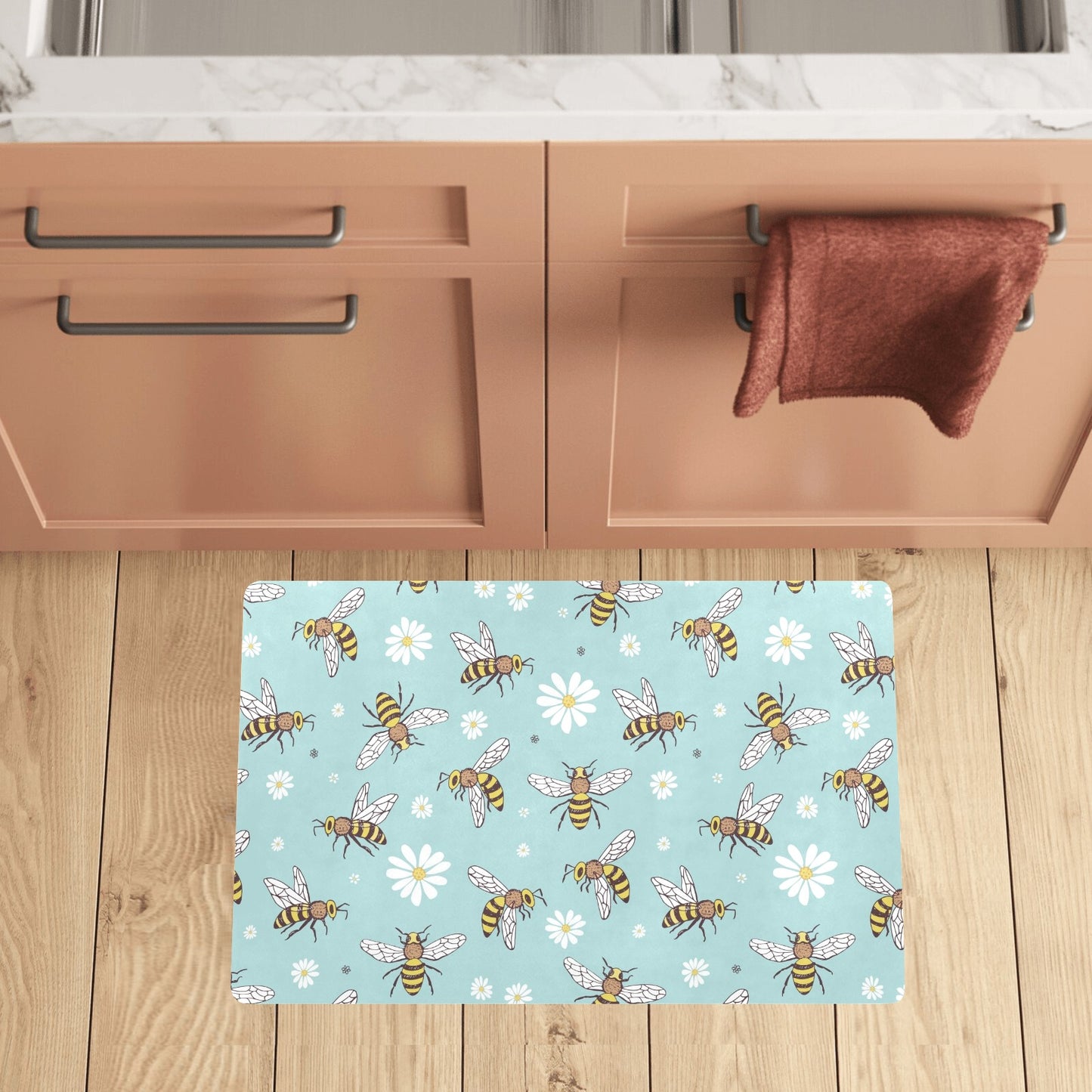 Bee Pattern Print Design BEE010 Kitchen Mat