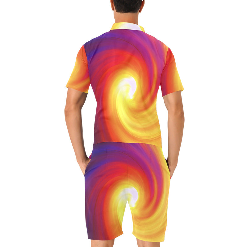 Vortex Twist Swirl Flame Themed Men's Romper