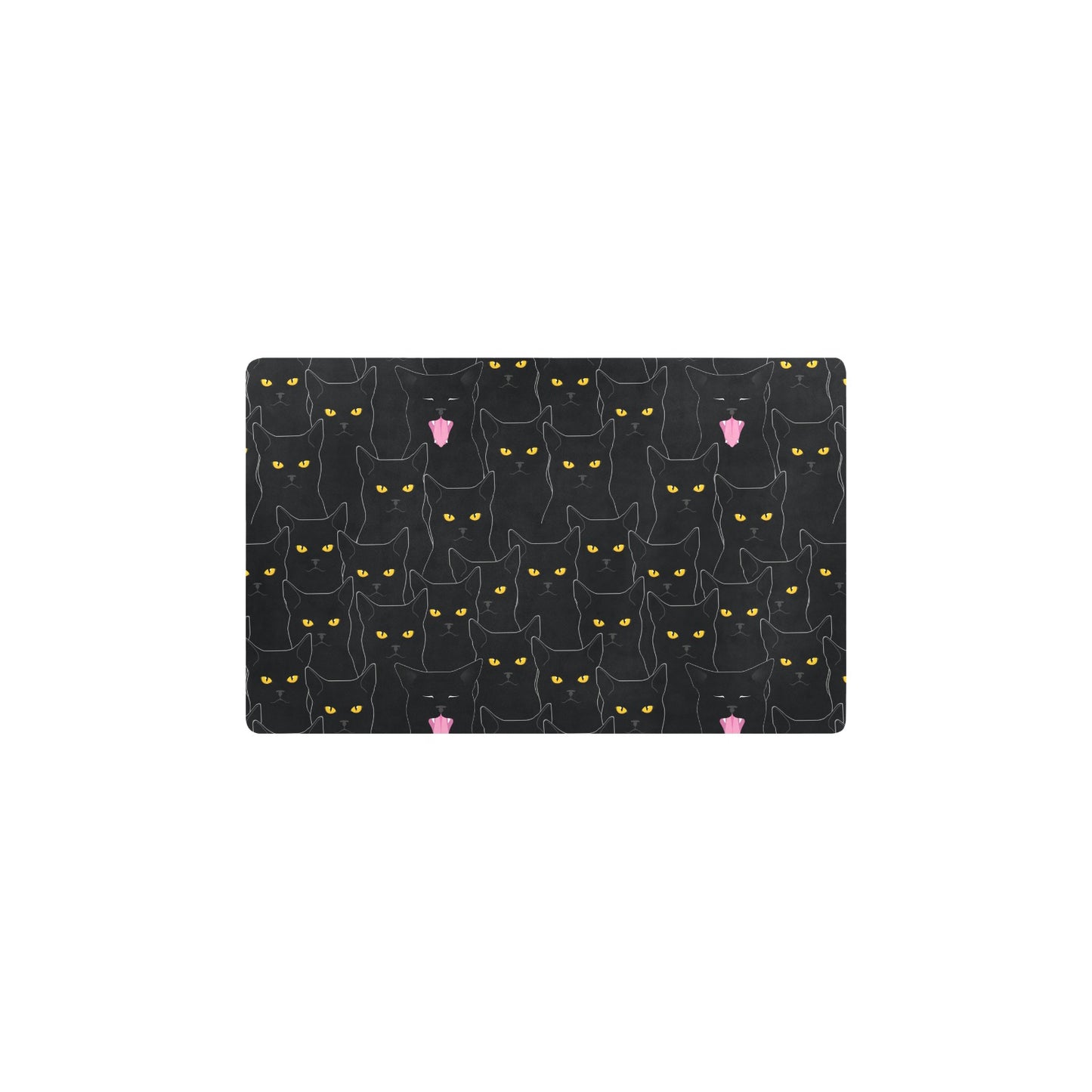 Black Cat Yellow Eyes Print Pattern Kitchen Mat