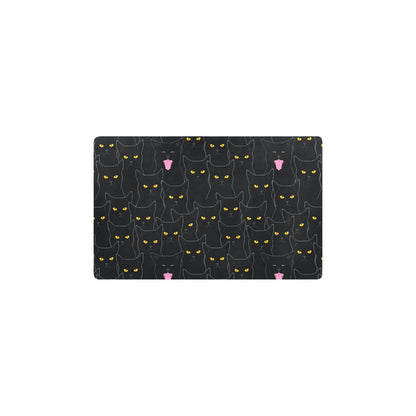 Black Cat Yellow Eyes Print Pattern Kitchen Mat