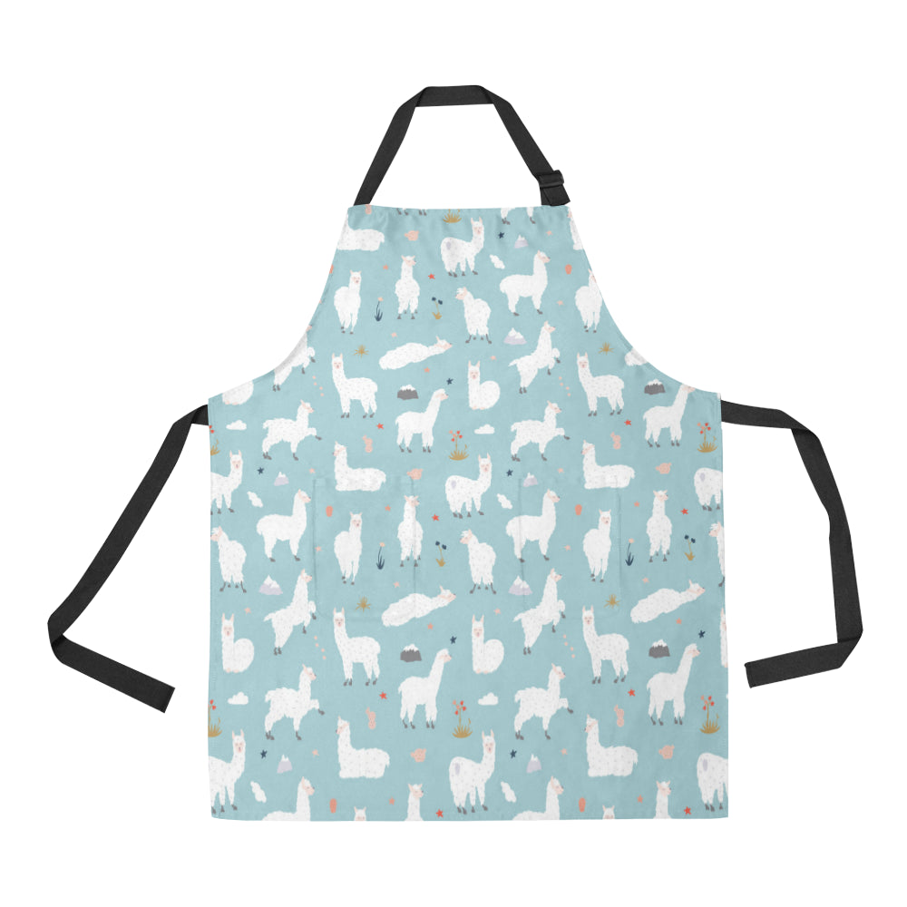 Alpaca Pattern Print Design 02 Apron with Pocket