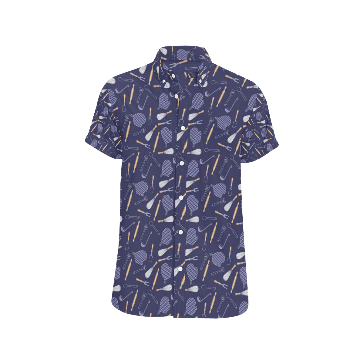 Cooking Kitchen Tools Pattern Print Design 04 Men's Short Sleeve Button Up Shirt