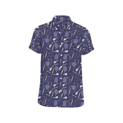Cooking Kitchen Tools Pattern Print Design 04 Men's Short Sleeve Button Up Shirt