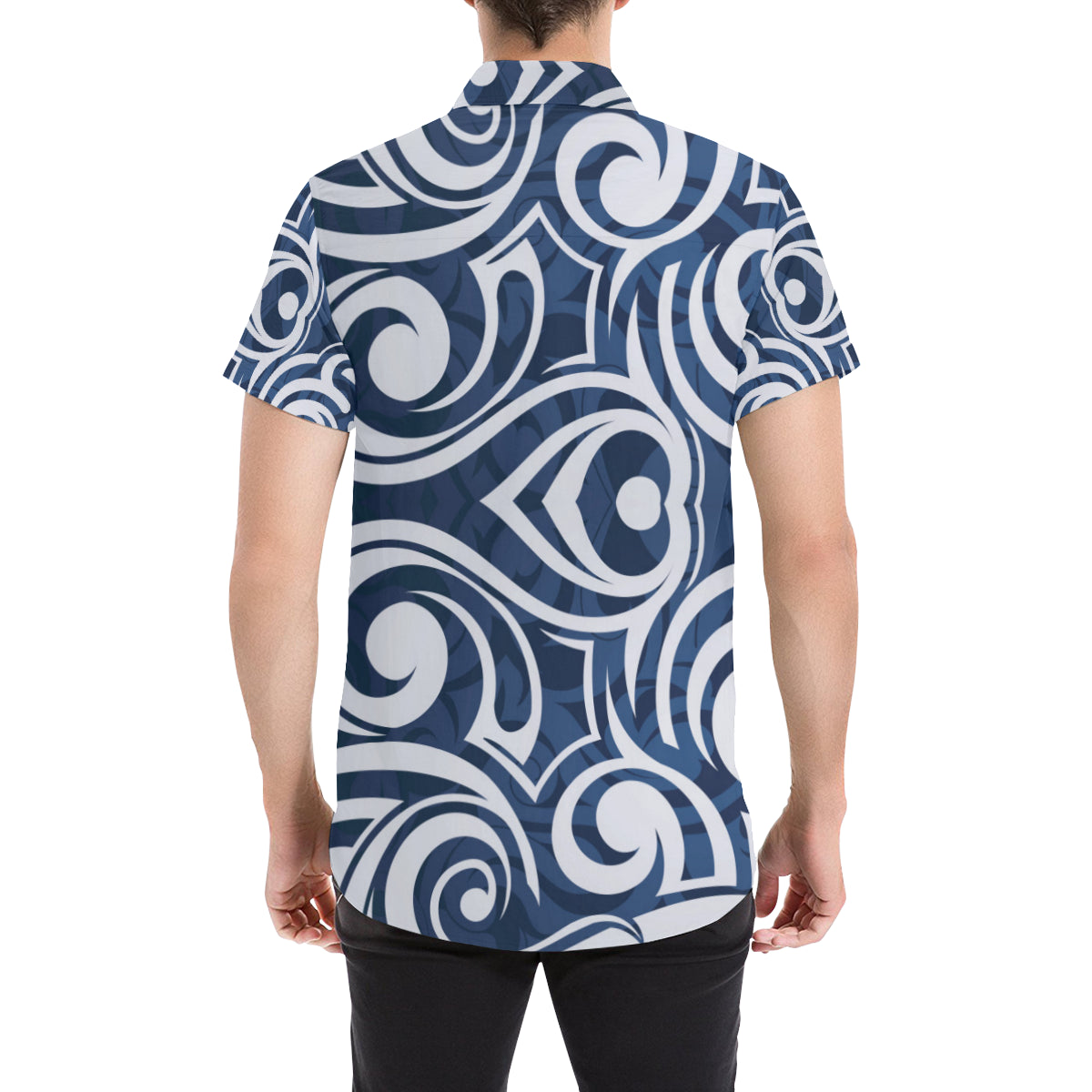 Maori Pattern Print Design 01 Men's Short Sleeve Button Up Shirt