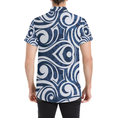 Maori Pattern Print Design 01 Men's Short Sleeve Button Up Shirt