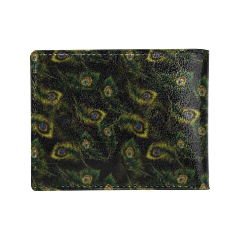 Peacock Feather Pattern Design Print Men's ID Card Wallet