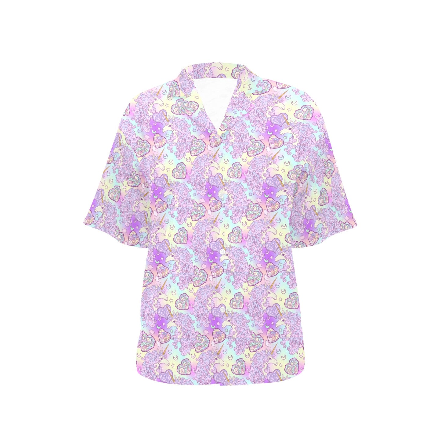 Unicorn Rainbow Star Heart Print Women's Hawaiian Shirt