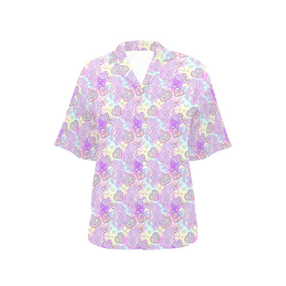 Unicorn Rainbow Star Heart Print Women's Hawaiian Shirt
