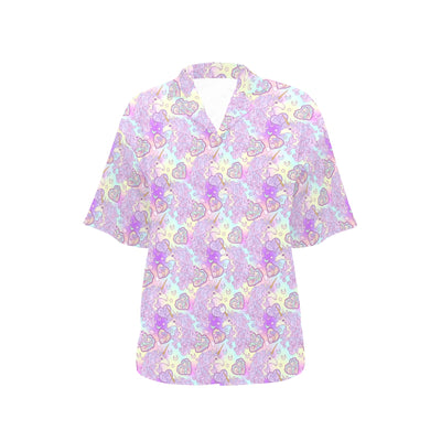 Unicorn Rainbow Star Heart Print Women's Hawaiian Shirt