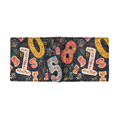 Number Pattern Print Design A03 Men's ID Card Wallet