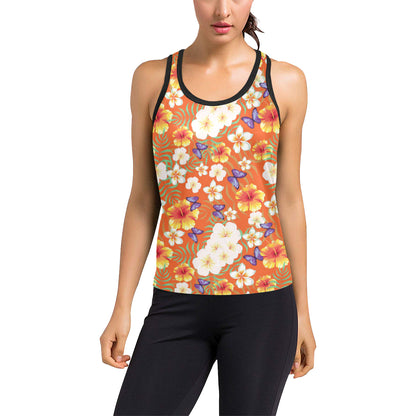 Tropical Flower Pattern Print Design TF027 Women's Racerback Tank Top