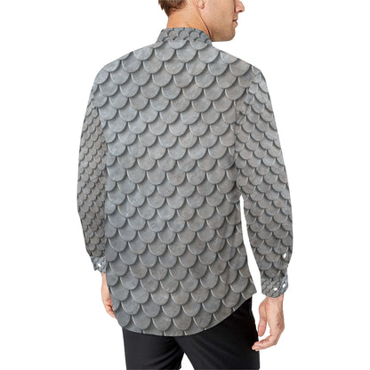 Armor Scales Pattern Print Design 03 Men's Long Sleeve Shirt