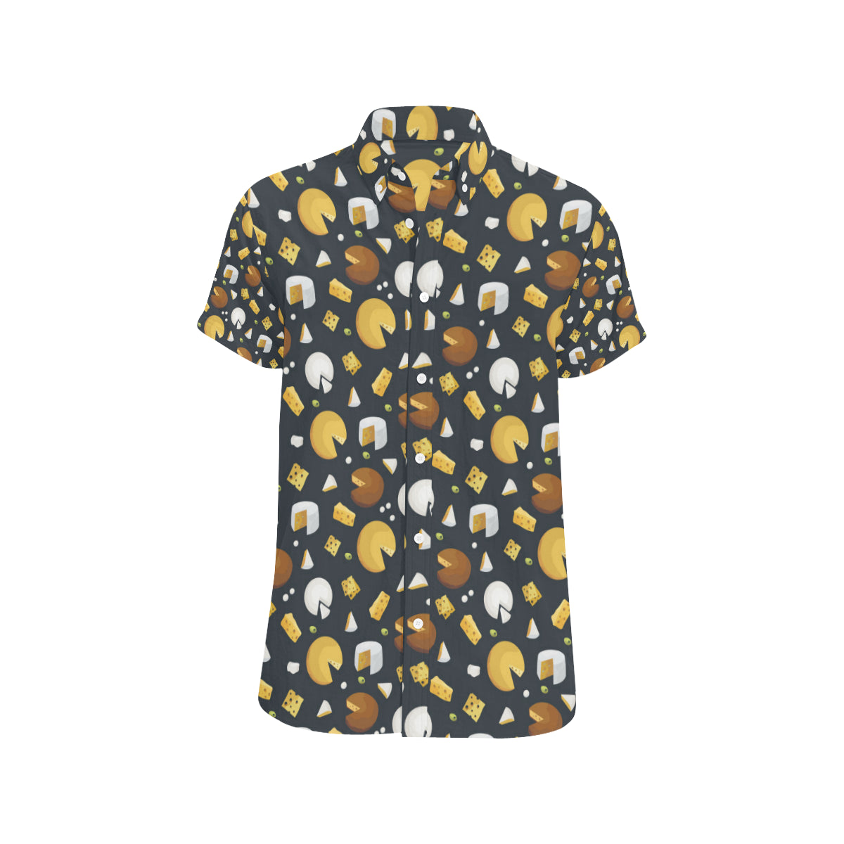 Cheese Pattern Print Design 03 Men's Short Sleeve Button Up Shirt
