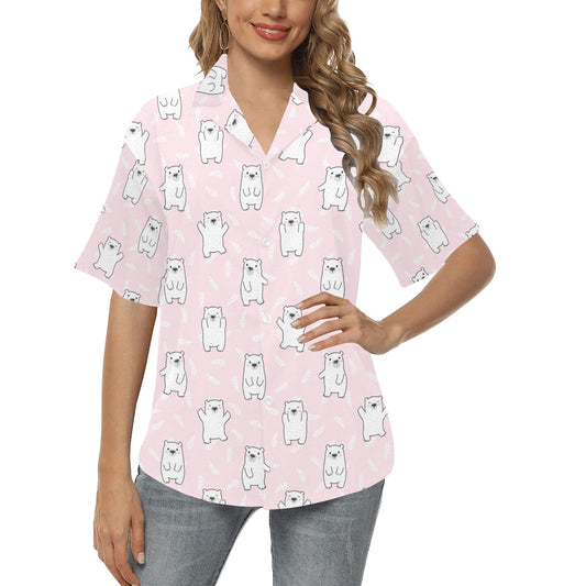 Polar Bear Pattern Print Design PB09 Women's Hawaiian Shirt