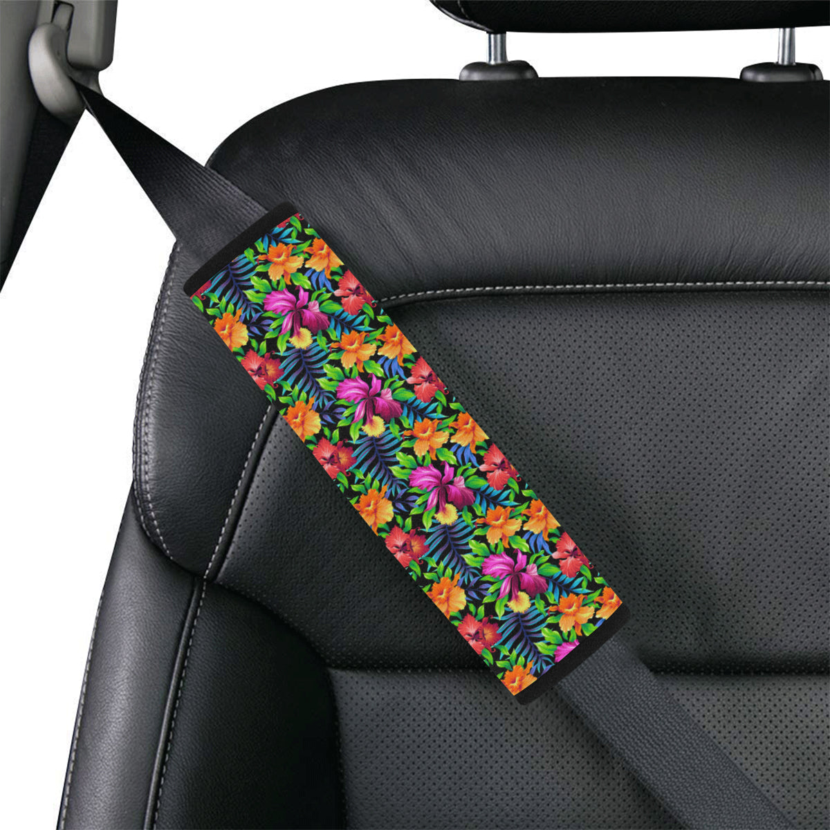 Tropical Folower Colorful Print Car Seat Belt Cover