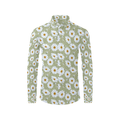 Daisy Yellow Print Pattern Men's Long Sleeve Shirt