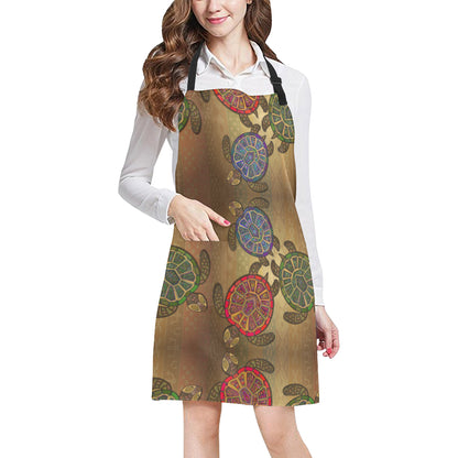 Sea Turtle Tribal Colorful Apron with Pocket