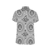 Polynesian Tribal Mask Men's Short Sleeve Button Up Shirt