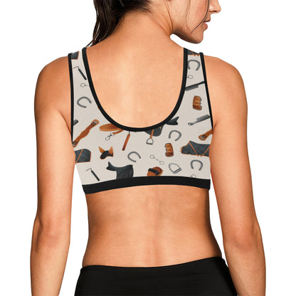 Equestrian Equipment Print Pattern Sports Bra