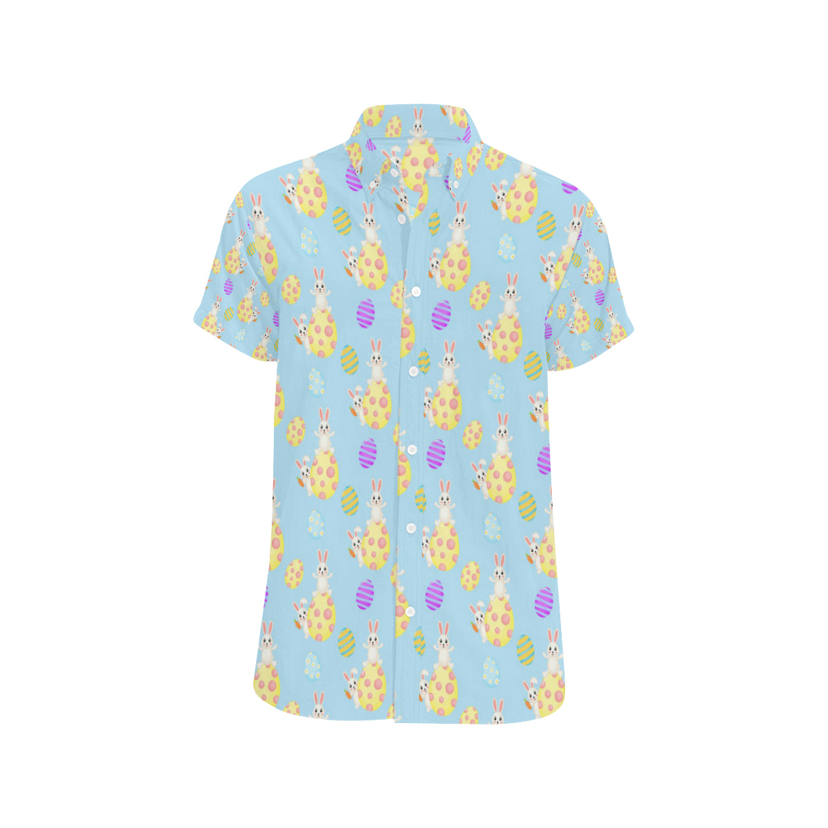 Easter Eggs Pattern Print Design RB015 Men's Short Sleeve Button Up Shirt