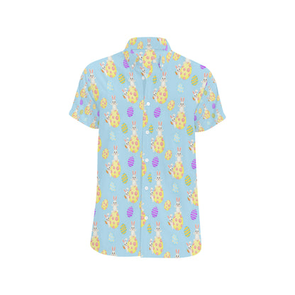 Easter Eggs Pattern Print Design RB015 Men's Short Sleeve Button Up Shirt