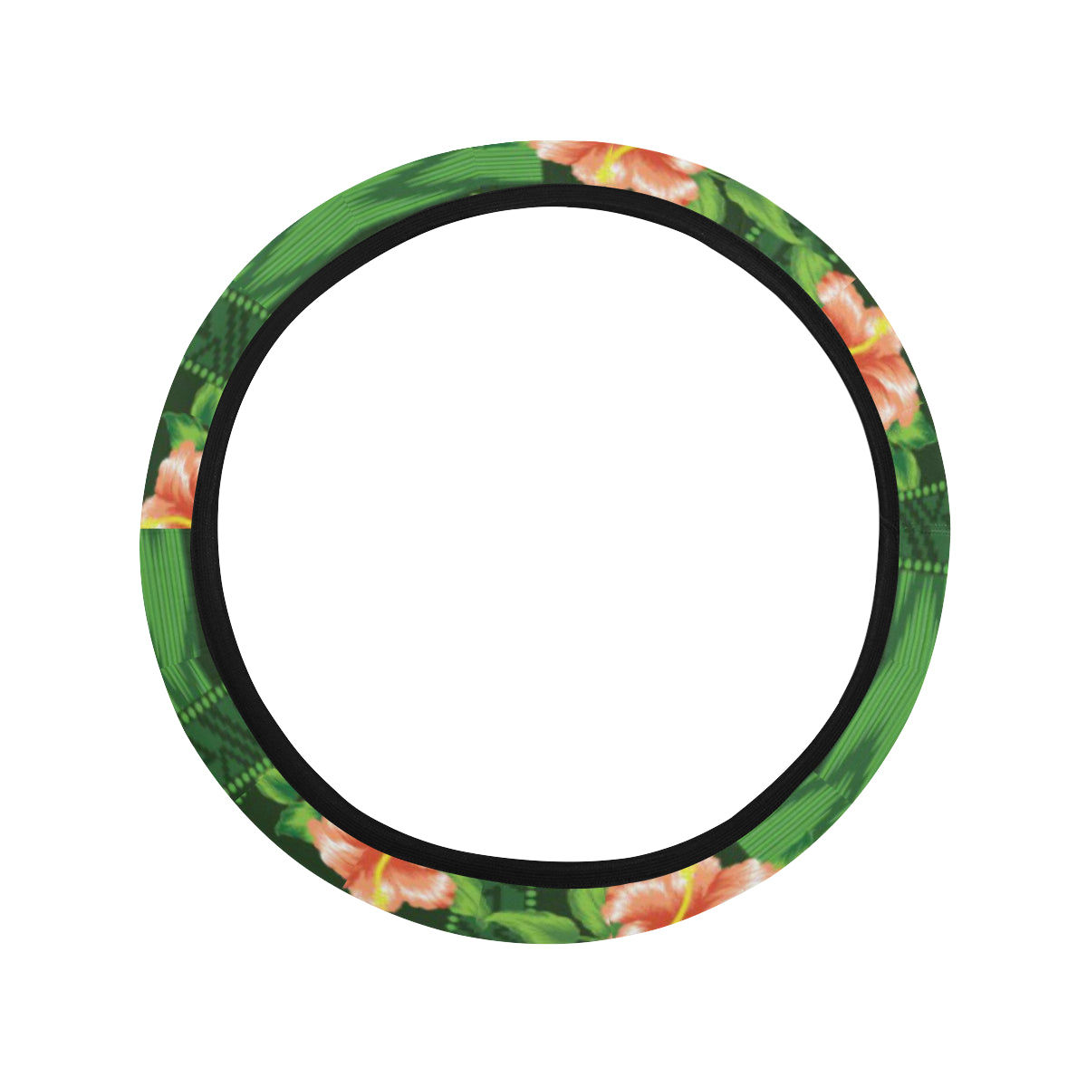 Hibiscus Pattern Print Design HB05 Steering Wheel Cover with Elastic Edge