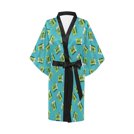 Bible Pattern Print Design 01 Women's Short Kimono