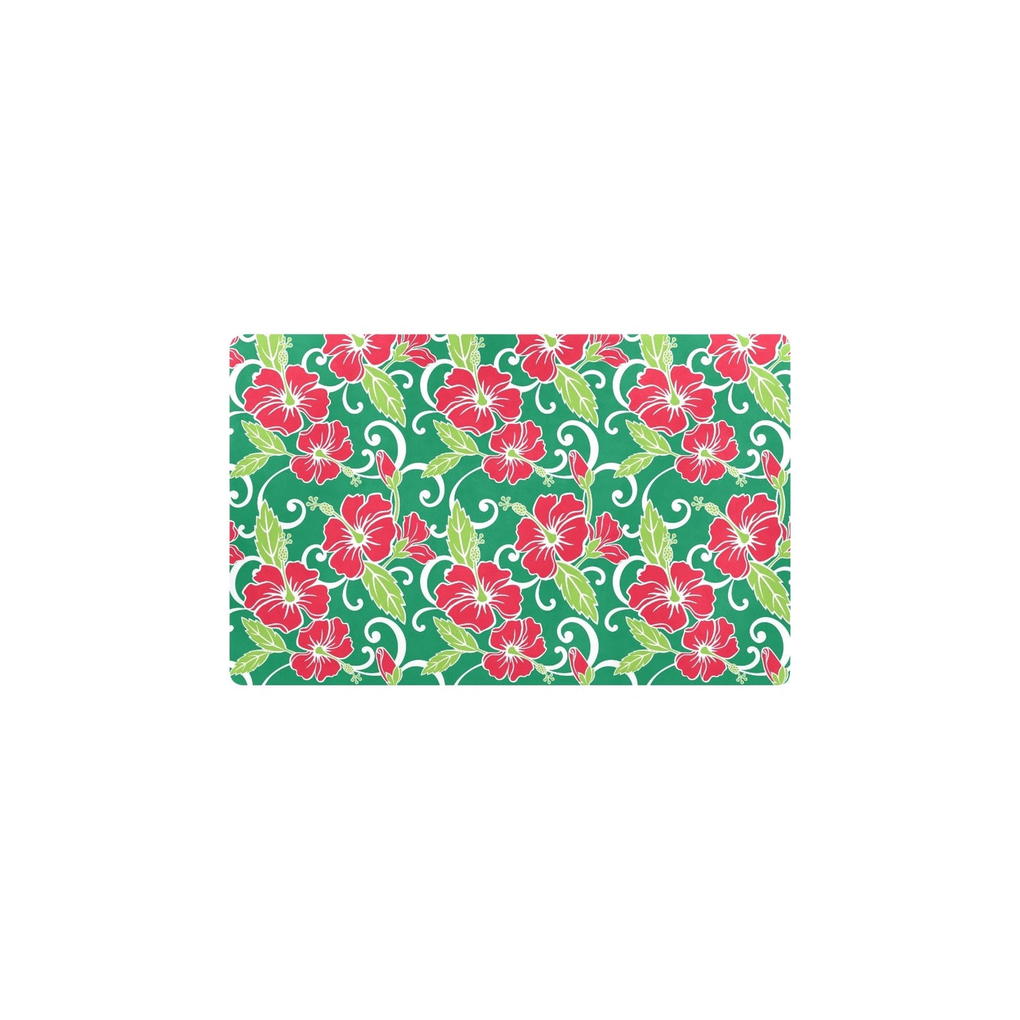 Red Hibiscus Pattern Print Design HB019 Kitchen Mat