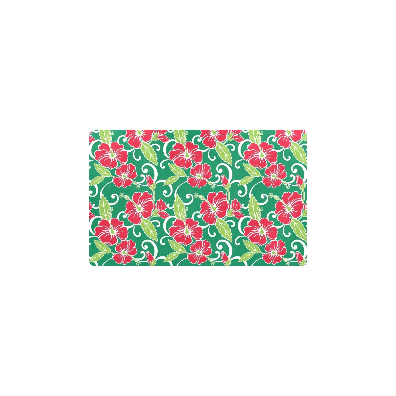 Red Hibiscus Pattern Print Design HB019 Kitchen Mat