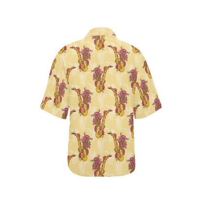 Saxophone Pattern Print Design 04 Women's Hawaiian Shirt