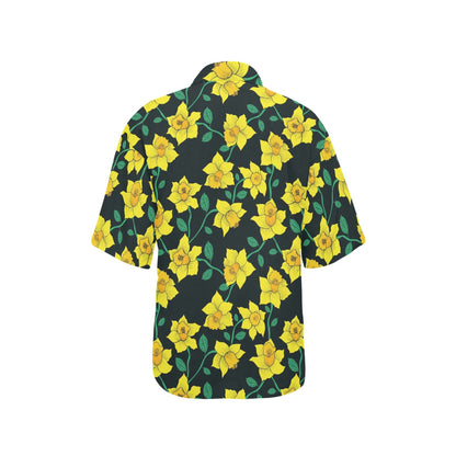 Daffodils Pattern Print Design DF03 Women's Hawaiian Shirt