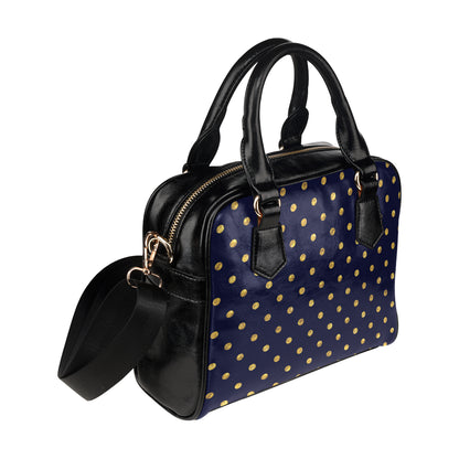 Polka Dot Gold Blue Pattern Print Design 02 Shoulder Handbag