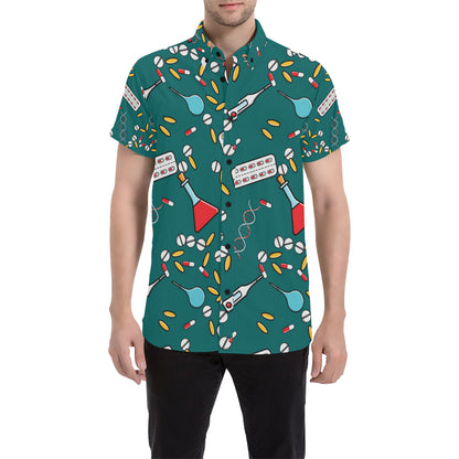 Nurse Pattern Print Design A05 Men's Short Sleeve Button Up Shirt