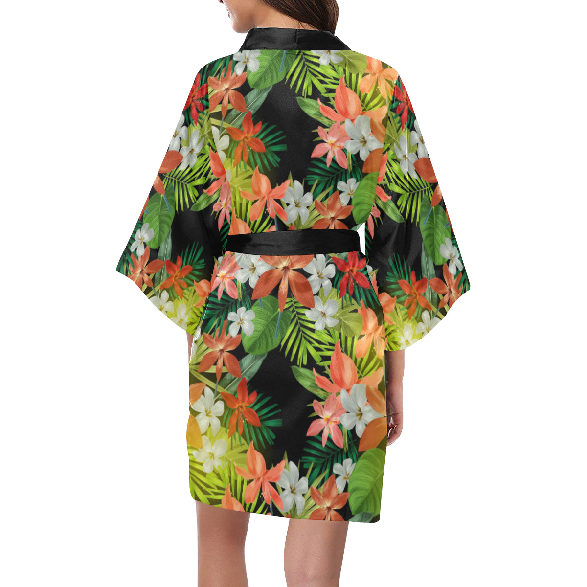 Amaryllis Pattern Print Design AL07 Women Kimono Robe