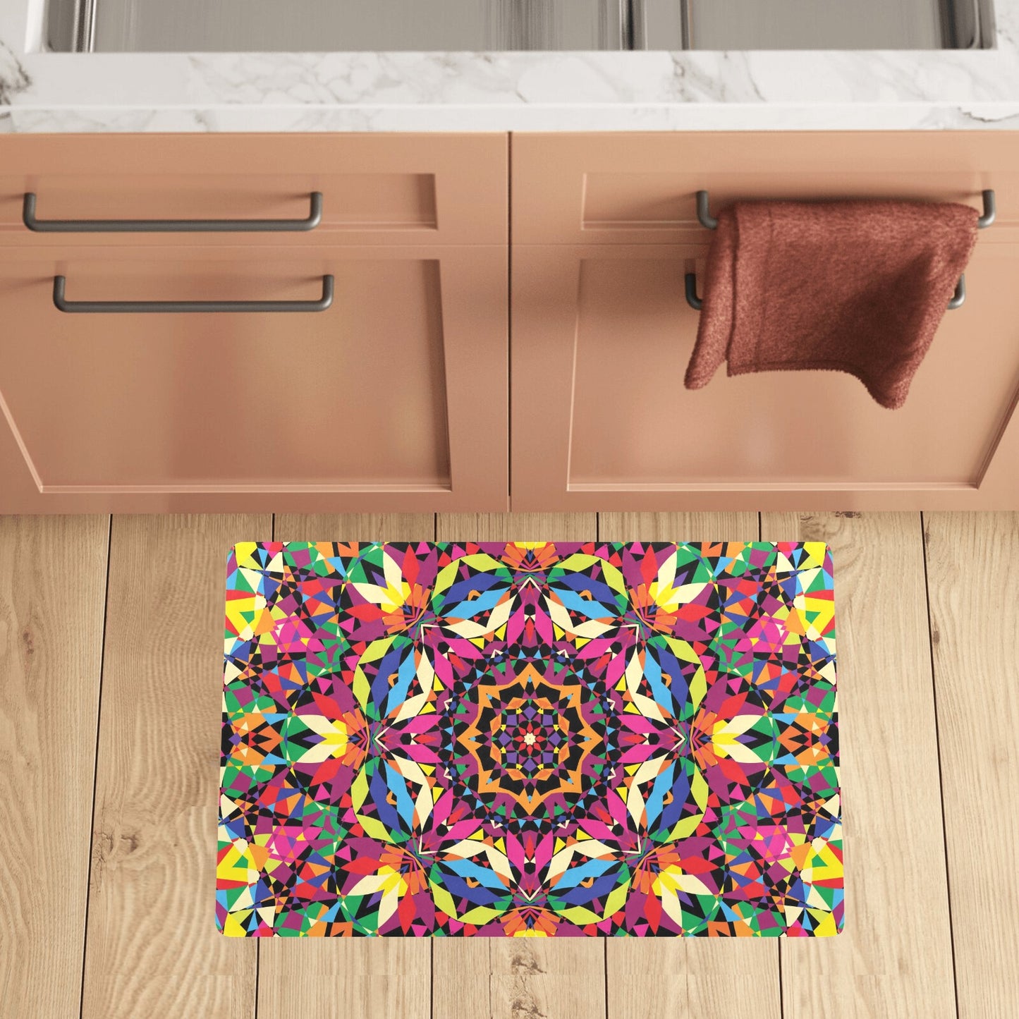 Kaleidoscope Pattern Print Design 02 Kitchen Mat