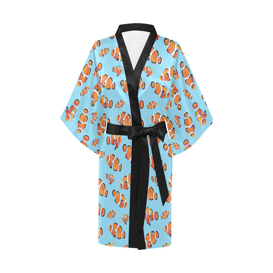 Clownfish Pattern Print Design 01 Women's Short Kimono