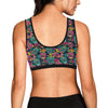 Sugar Skull Floral Design Themed Print Sports Bra