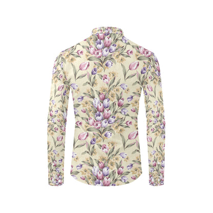 Tulip Pattern Print Design TP04 Men's Long Sleeve Shirt